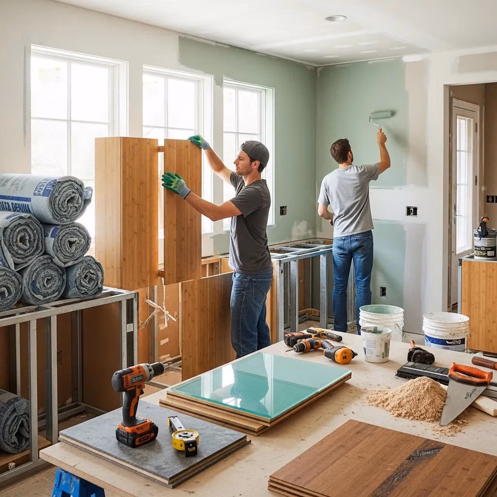 Eco-friendly kitchen remodeling showcasing sustainable materials and installation process